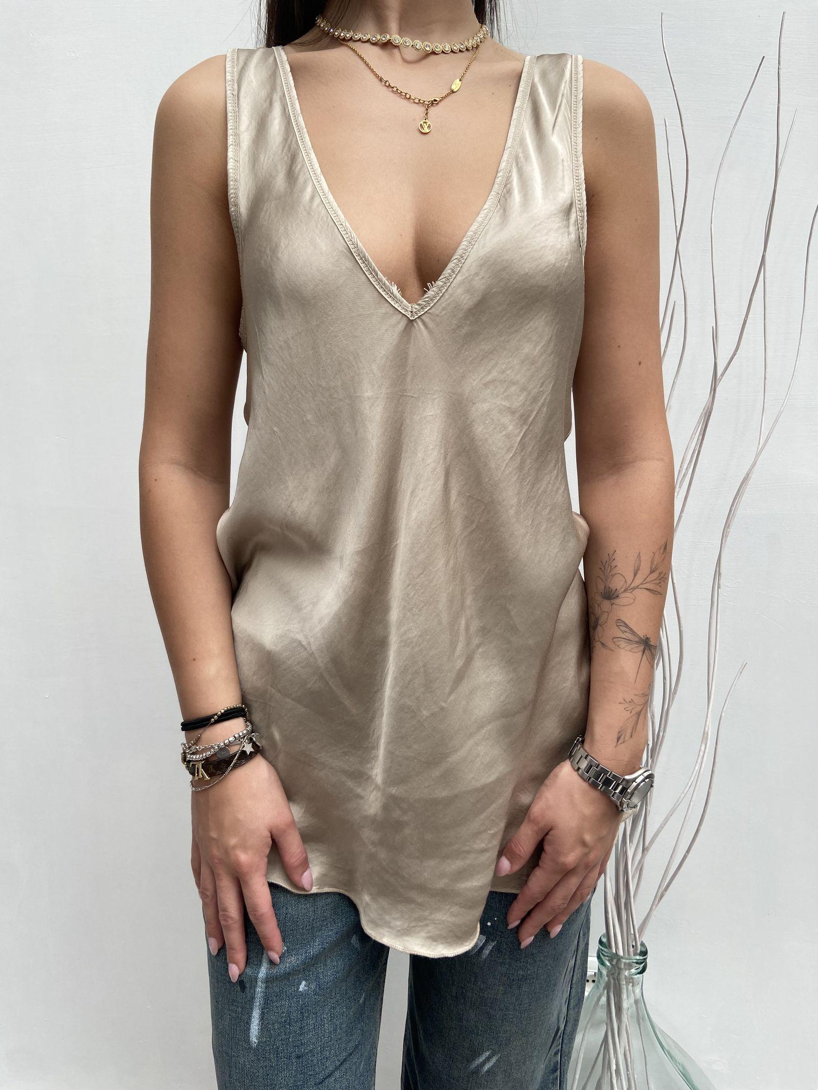 Top satinato scollo profondo - Ofelia MS2007 BEIGE OFELIA 