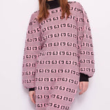 Abito collo alto con motivo jacquard