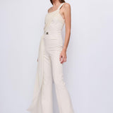 Jumpsuit monospalla con drappeggio