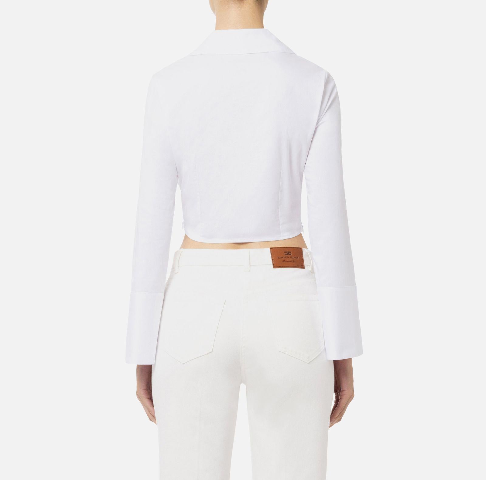 Camicia con drappeggio - Elisabetta Franchi CA07851E2 100 ELISABETTA FRANCHI 