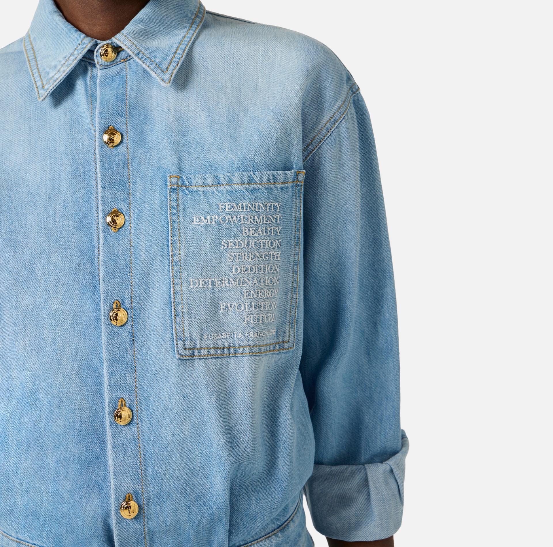 Tuta denim con lettering - Elisabetta Franchi TJ44D61E2 192 ELISABETTA FRANCHI 