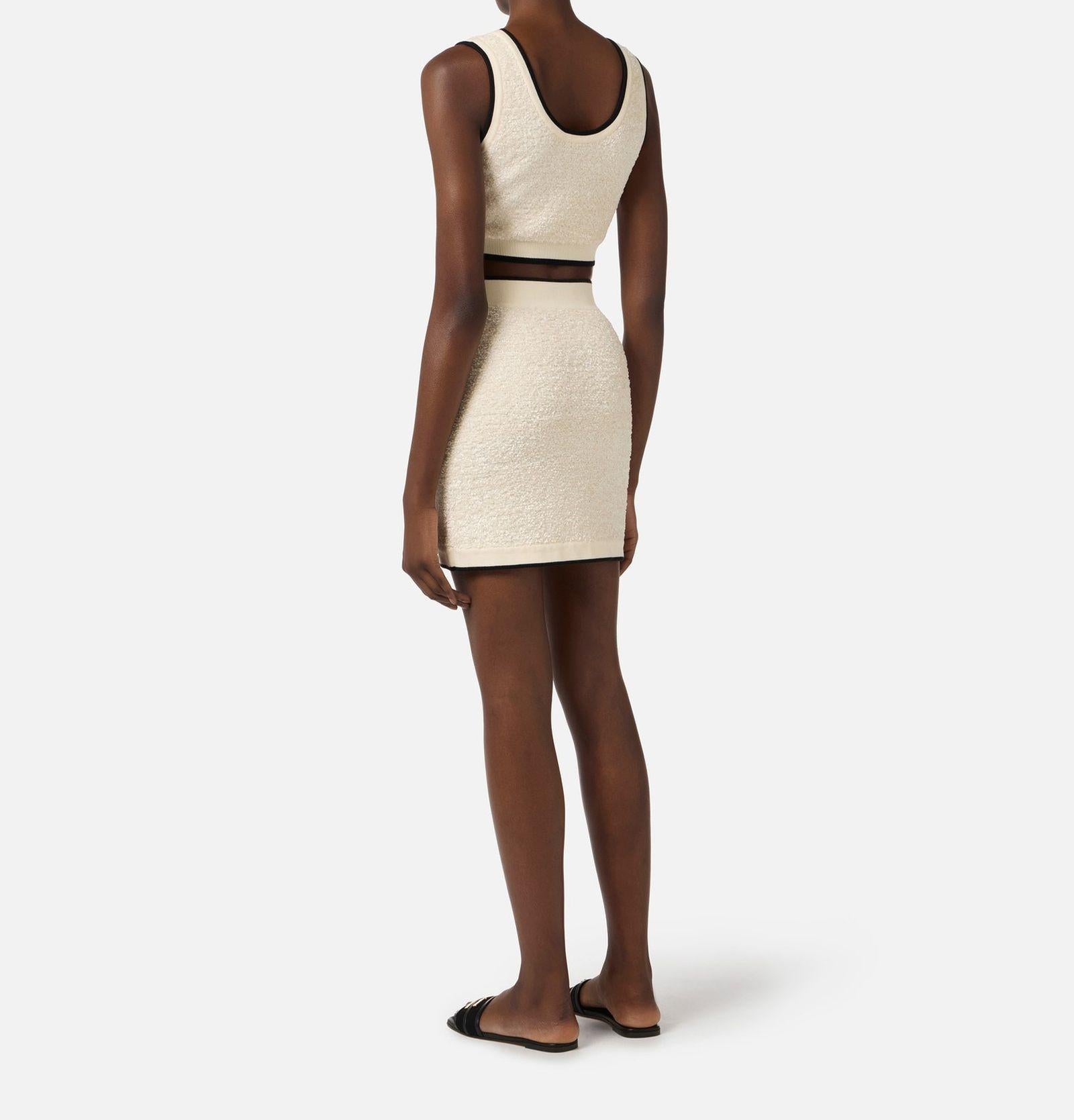 Top in ciniglia bouclè - Elisabetta Franchi TK64S61E2 E84 ELISABETTA FRANCHI 