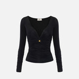 Maglia in jersey con gioiello - Elisabetta Franchi MD02962E3 110 ELISABETTA FRANCHI 