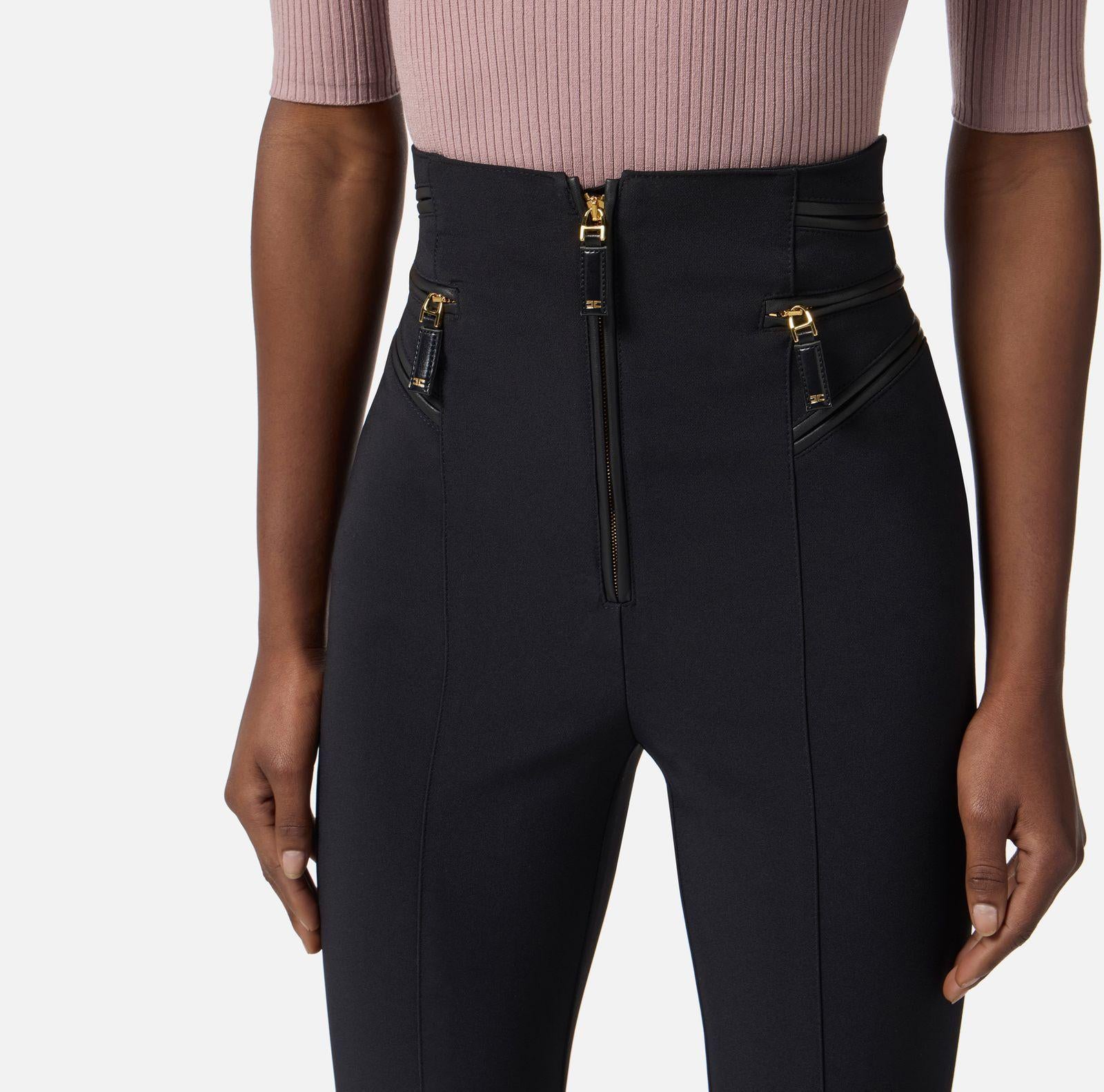 Pantalone con dettagli zip - Elisabetta Franchi PA11956E2 110 ELISABETTA FRANCHI 