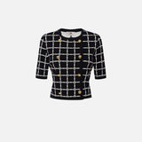 Maglia cardigan in jacquard logo - Elisabetta Franchi MK60B51E2 E84 ELISABETTA FRANCHI 