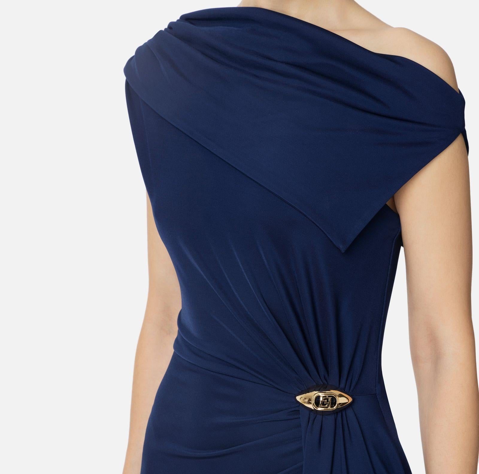 Abito Red Carpet in jersey asimmetrico - Elisabetta Franchi ABR0551E2 DC8 ELISABETTA FRANCHI 