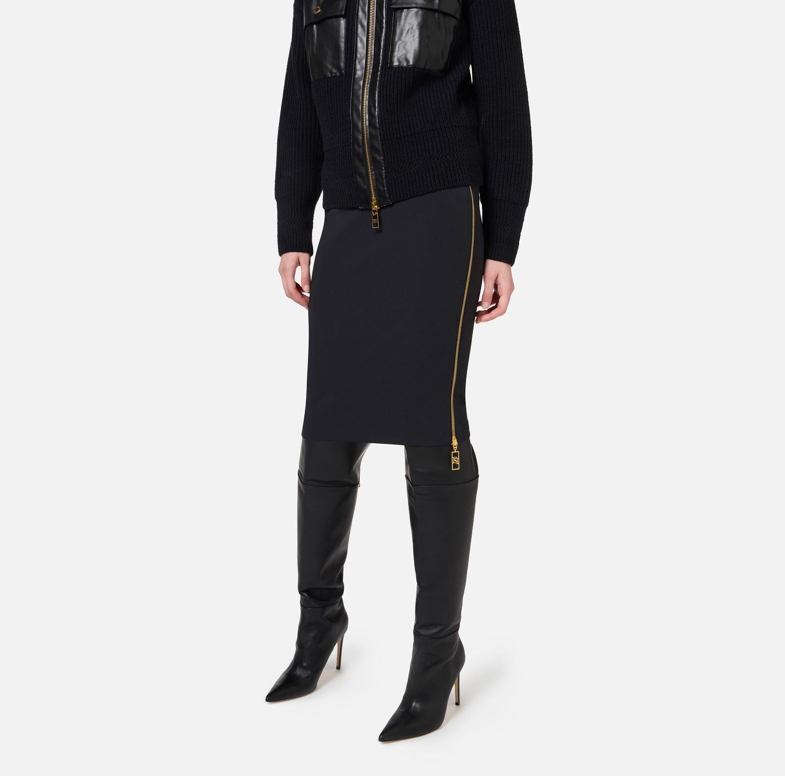 Gonna midi in doppio crèpe stretch GO04746E2 110 ELISABETTA FRANCHI 