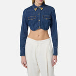 Camicia cropped in denim - Elisabetta Franchi CJ34D51E2 104 ELISABETTA FRANCHI 