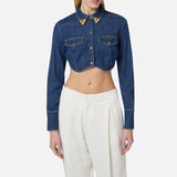 Camicia cropped in denim - Elisabetta Franchi CJ34D51E2 104 ELISABETTA FRANCHI 