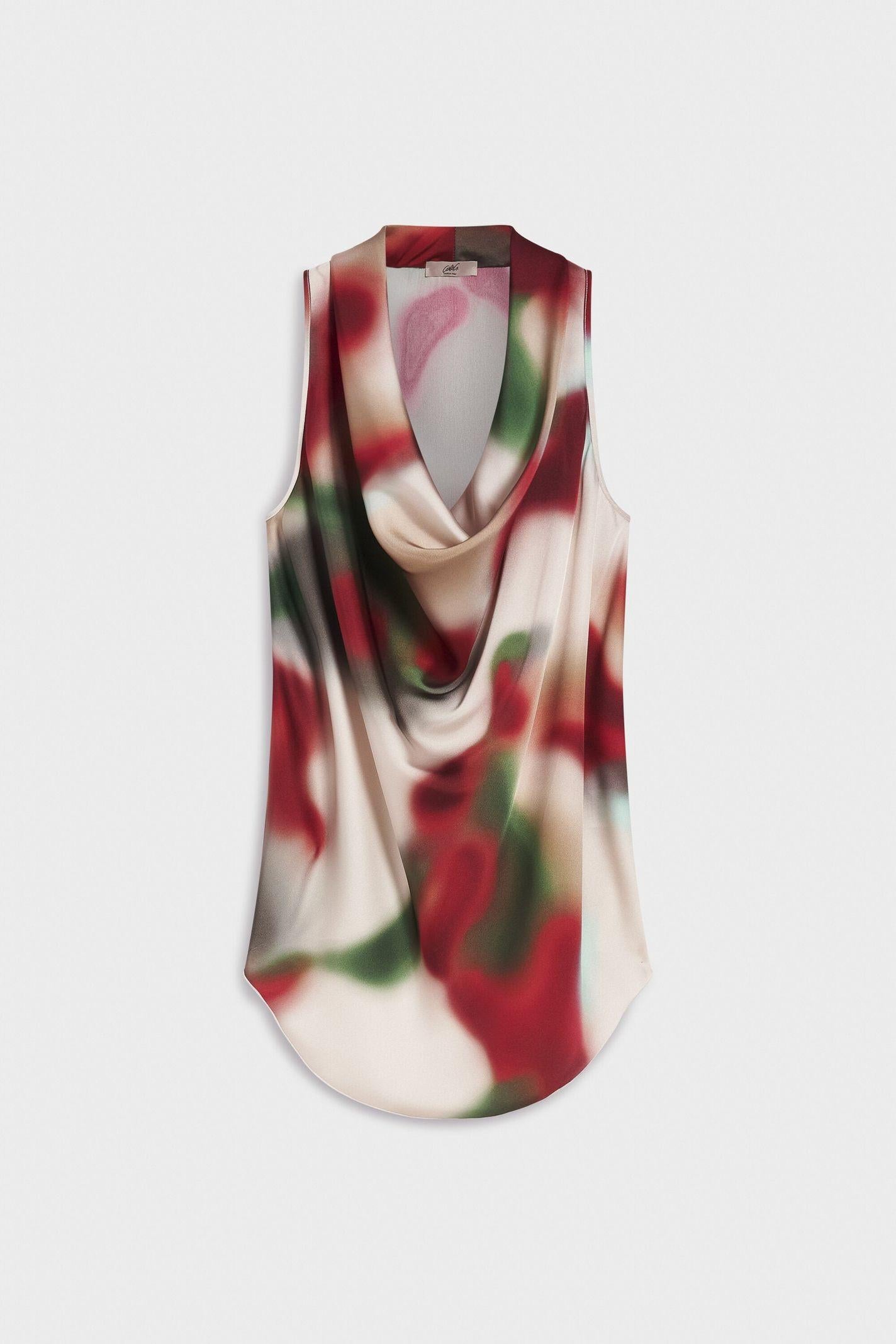 Top in raso fantasia multicolor - Carla G MUSA30D8 03 CARLA G. 