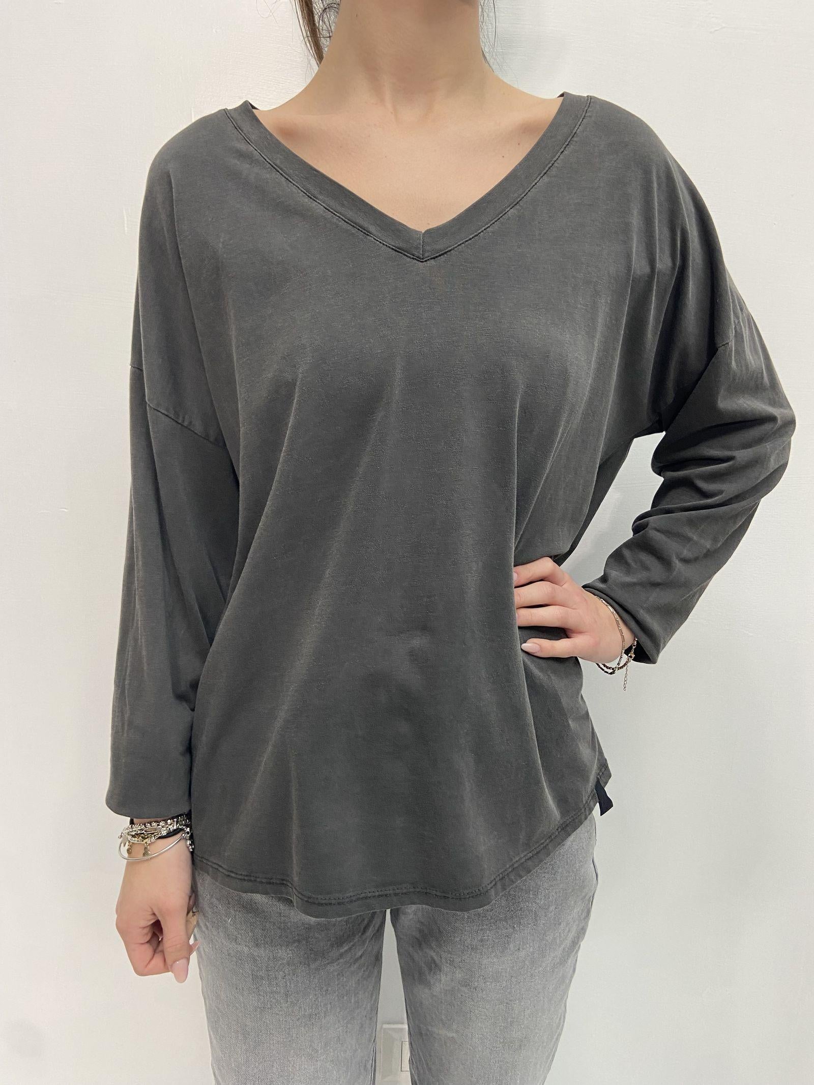 T-shirt scollo a V 2831 ANTRACITE OFELIA 