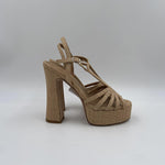 Sandalo con plateau in rafia H2316 BEIGE OFELIA 