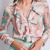 Camicia rouches satinata