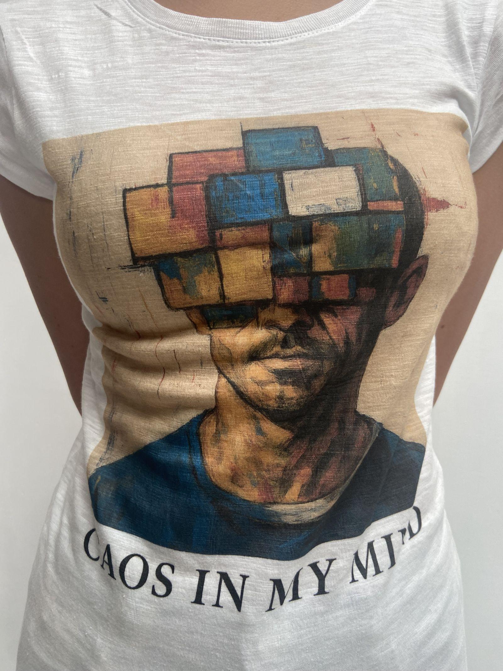 T-shirt con stampa CAOSDONNA BIANCO OFELIA 