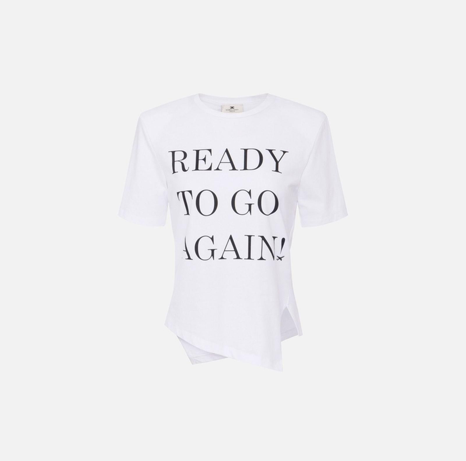 T-shirt in jersey asimmetrica con lettering MA03451E2 270 ELISABETTA FRANCHI 