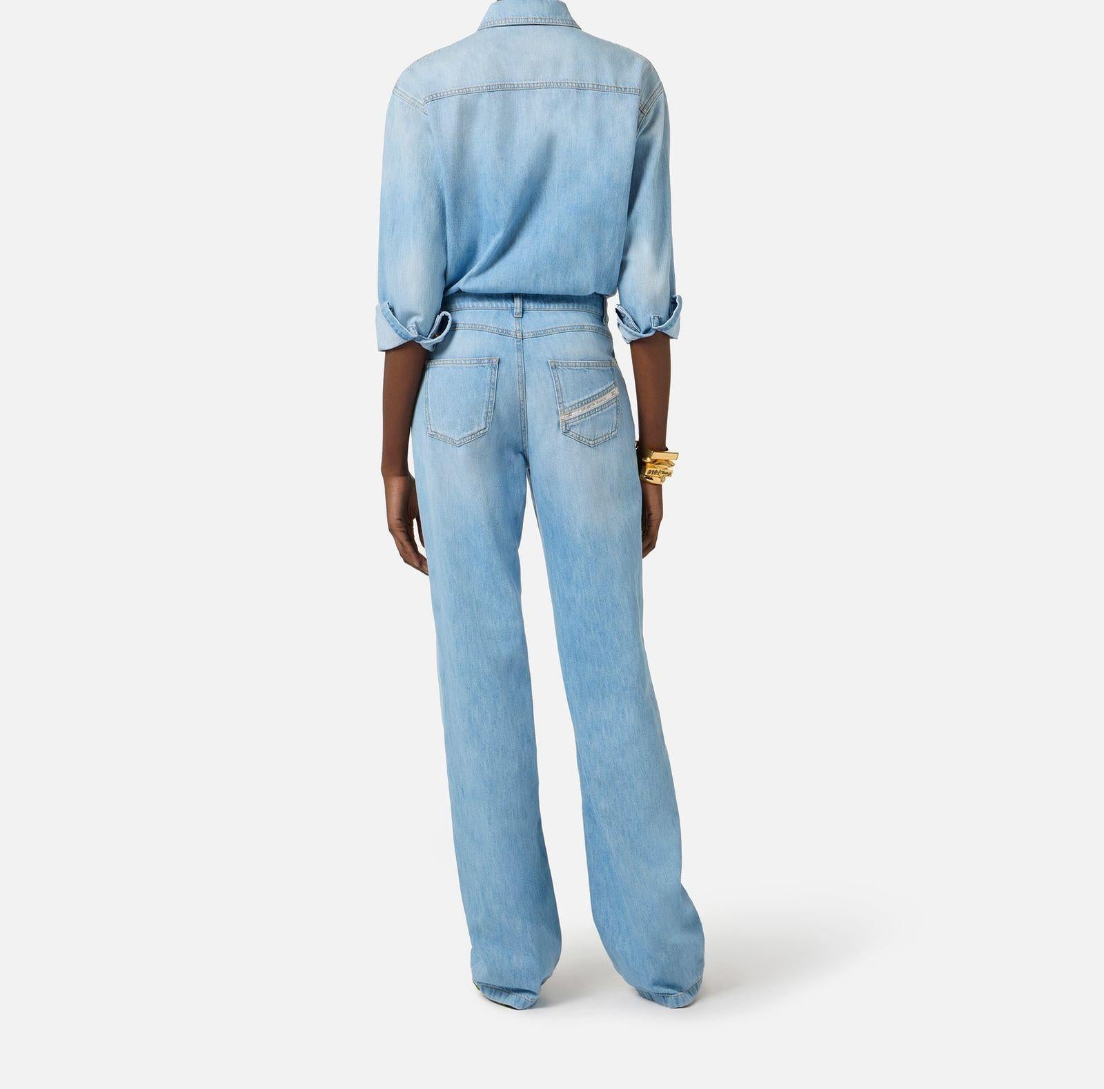 Tuta denim con lettering - Elisabetta Franchi TJ44D61E2 192 ELISABETTA FRANCHI 