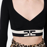 Maglia cropped con bande logo