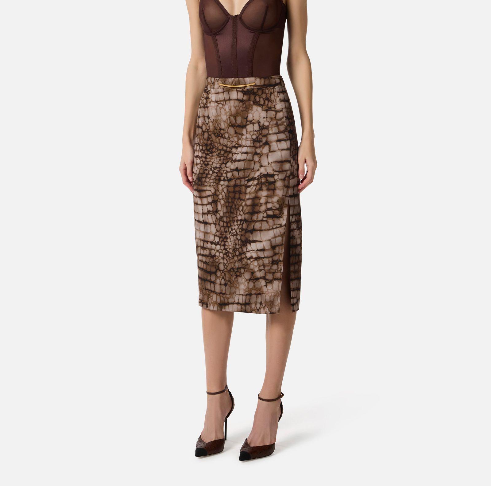 Gonna stampa alligatore - Elisabetta Franchi GO14961E2 644 ELISABETTA FRANCHI 