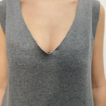 Abito lungo scollo a V D1187 GRIGIO OFELIA 