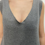 Abito lungo scollo a V D1187 GRIGIO OFELIA 