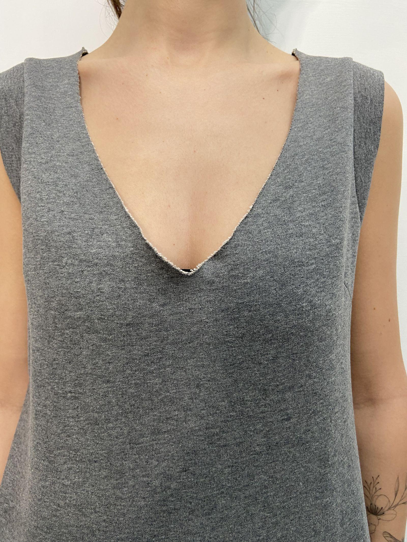 Abito lungo scollo a V D1187 GRIGIO OFELIA 