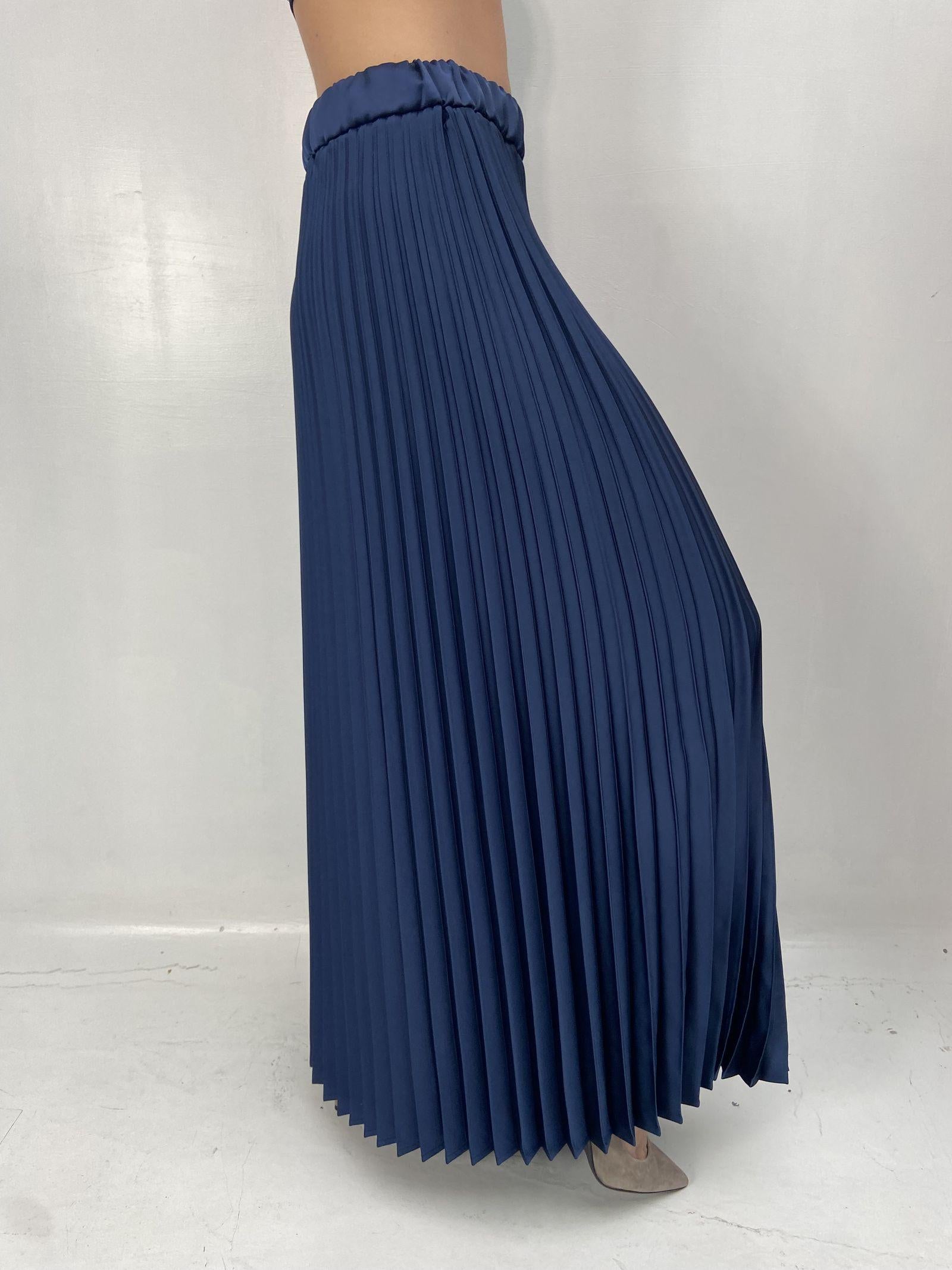 Gonna in raso plissè SK1183 BLU OFELIA 