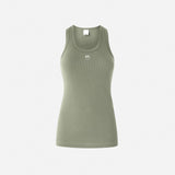 Top canotta a costine con logo uccellini