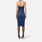 Abito bustier in denim - Elisabetta Franchi AJ44D56E2 104 ELISABETTA FRANCHI 
