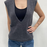 Gilet scollo a V CBGL4734 ANTRACITE OFELIA 
