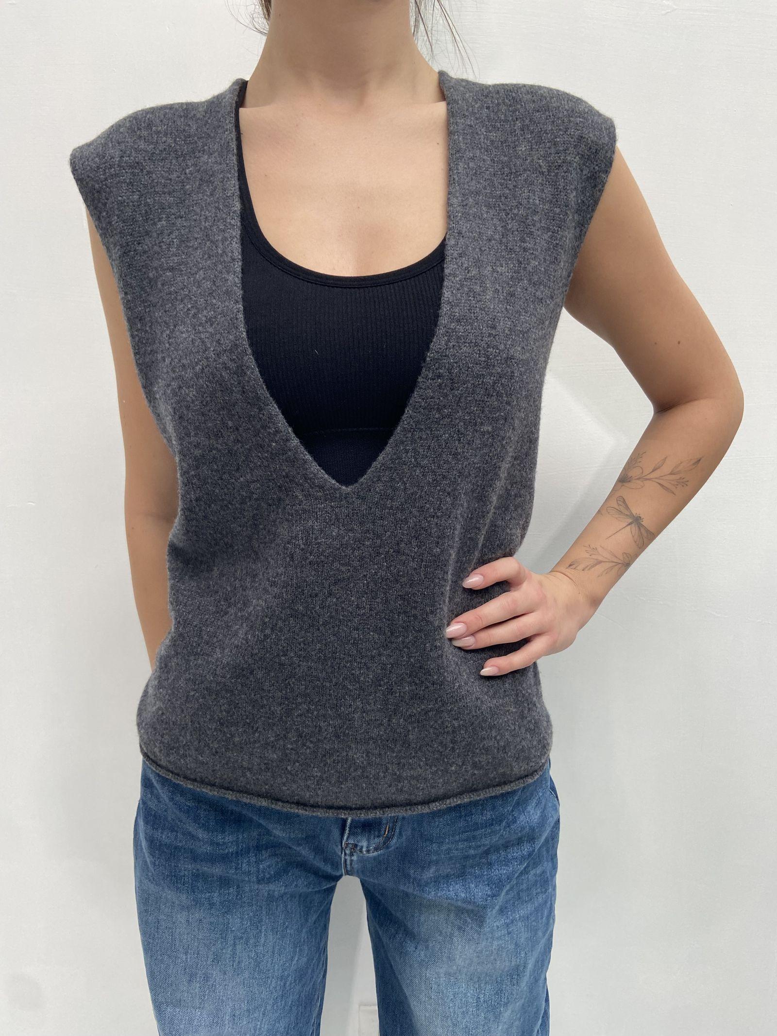 Gilet scollo a V CBGL4734 ANTRACITE OFELIA 
