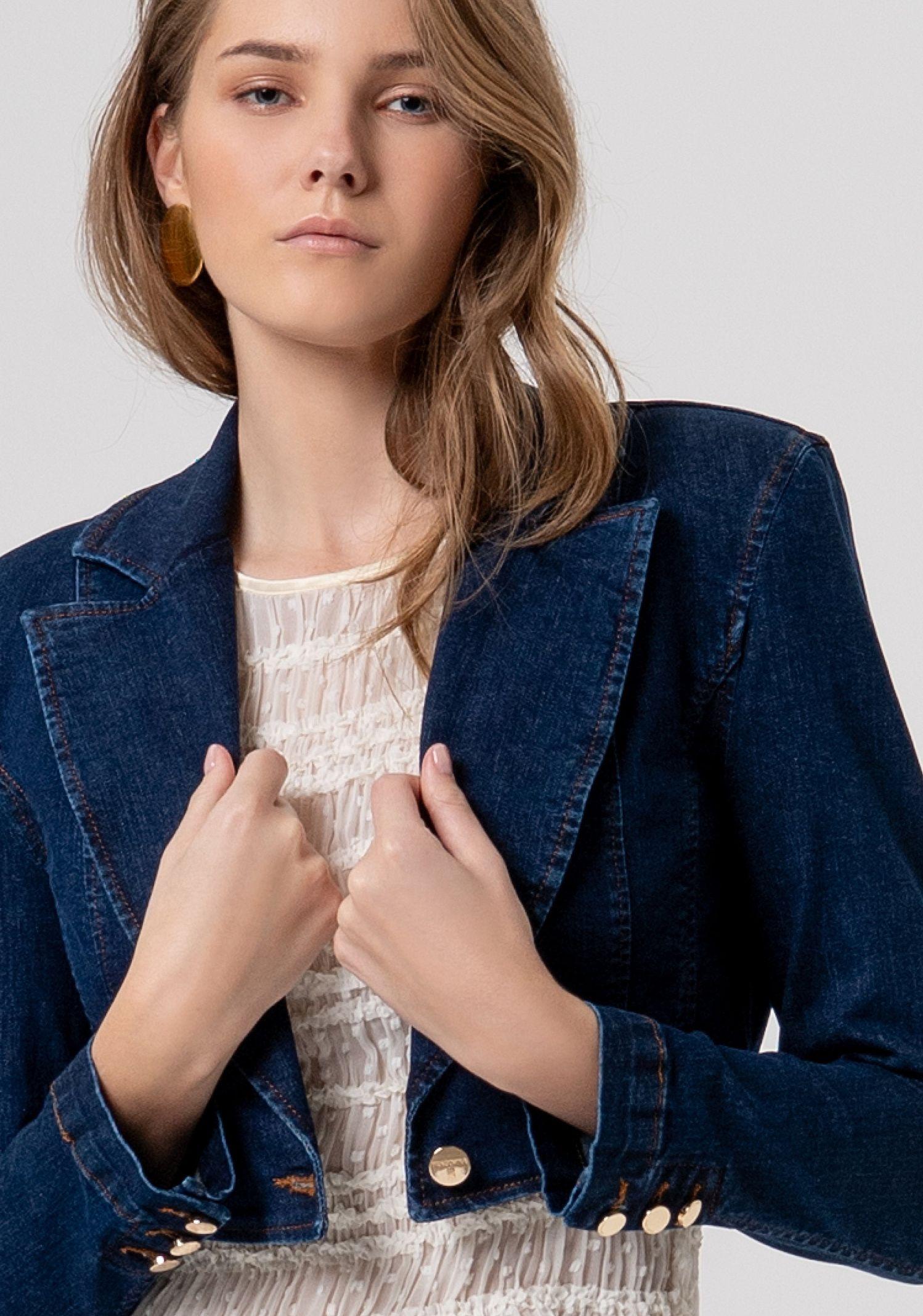 Giacca crop in denim con spalline - Fracomina FR26SJ1016D46093 L23 FRACOMINA 