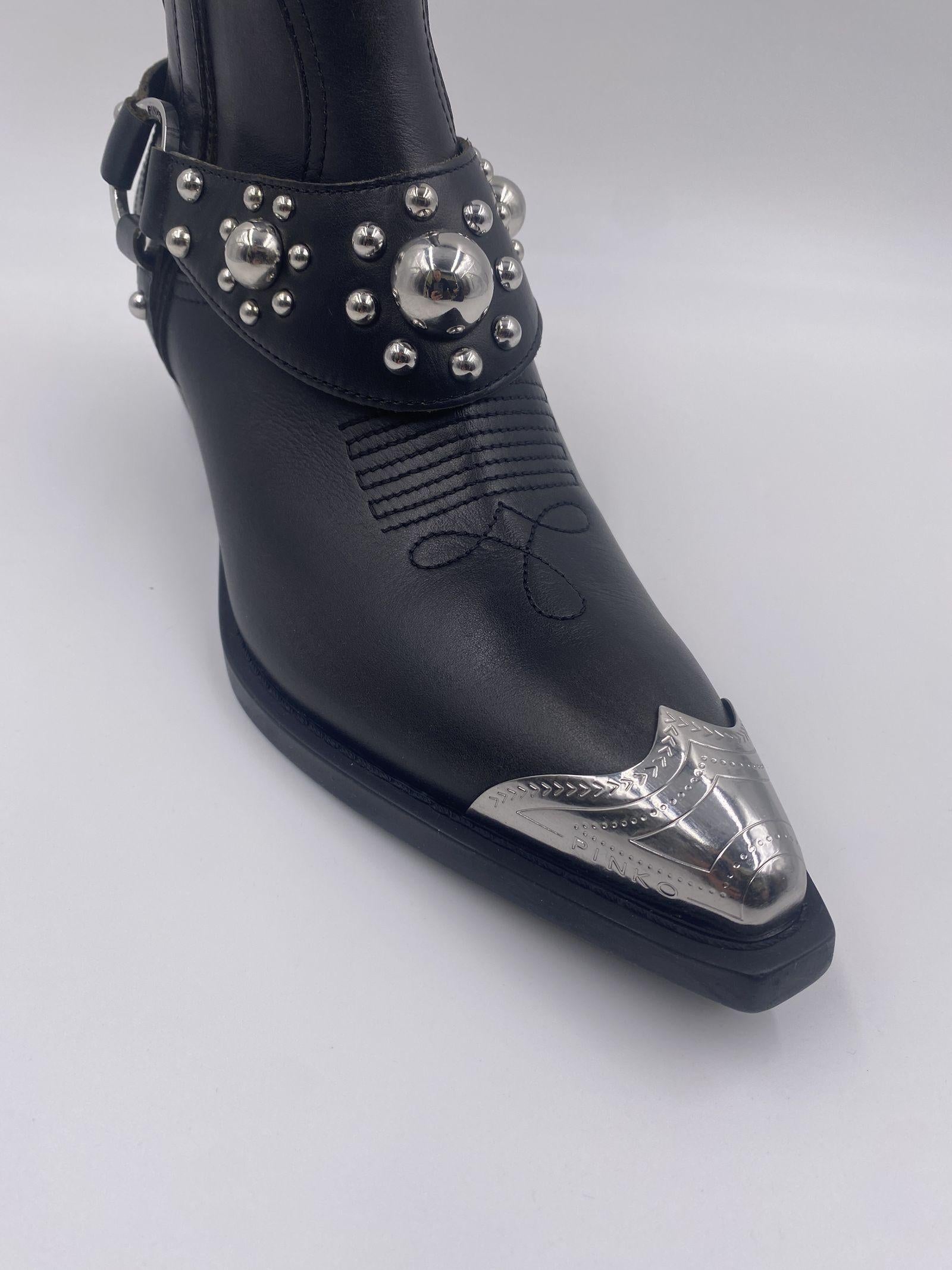 Stivale texano con punta metallica SD0195P056 Z99 PINKO 