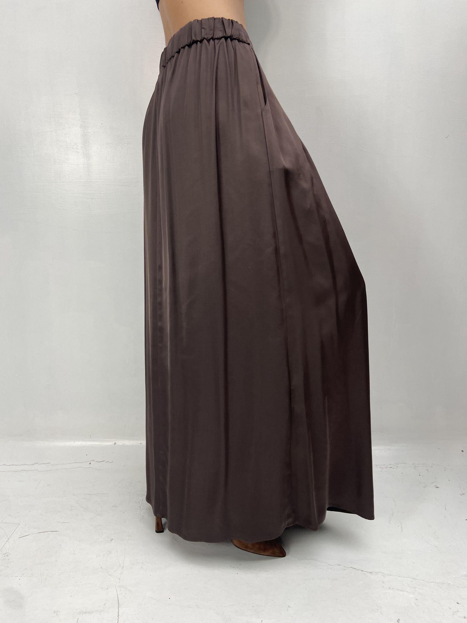 Gonna in raso con pieghe SK1027 MORO OFELIA 