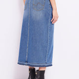 Gonna lunga in denim con strass
