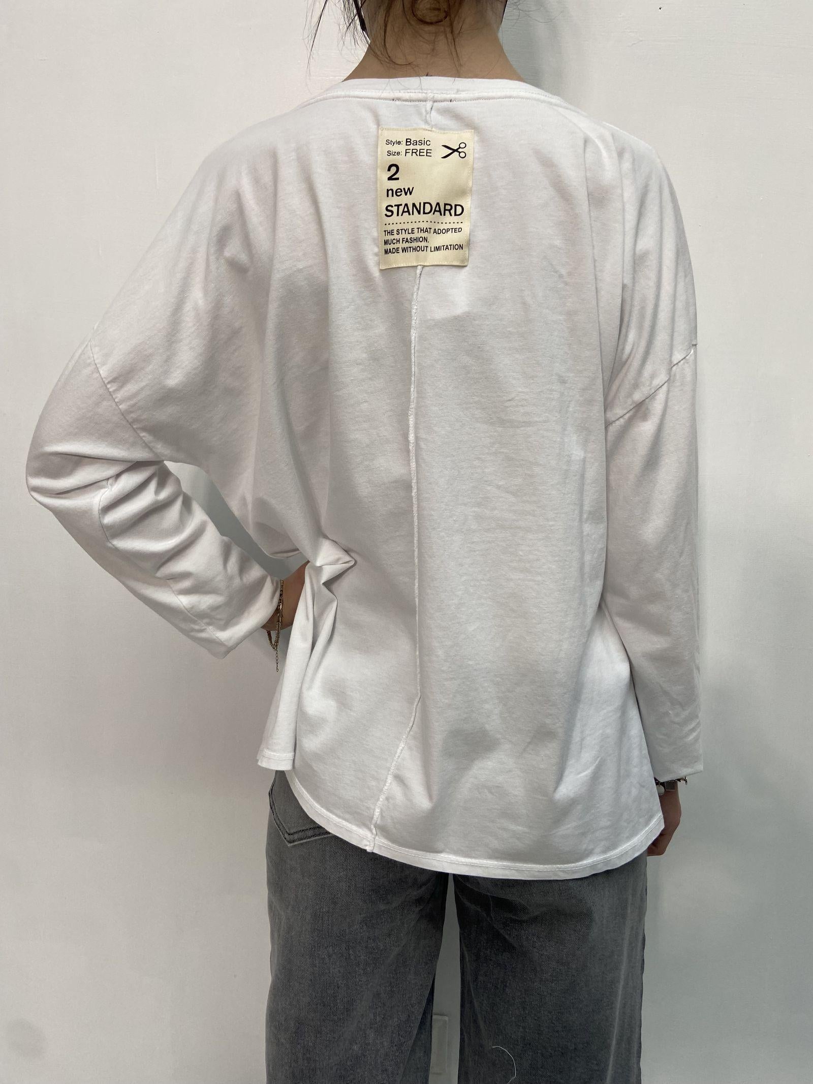 T-shirt scollo a V 2831 BIANCO OFELIA 