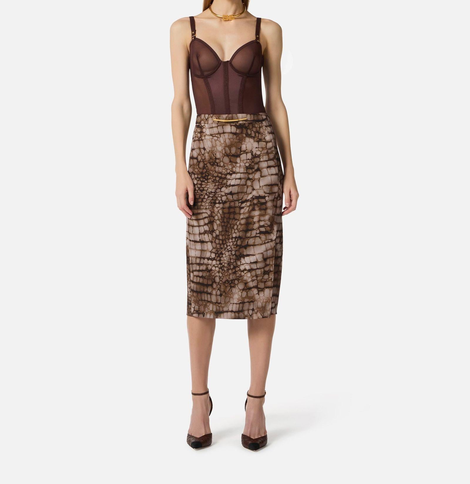 Gonna stampa alligatore - Elisabetta Franchi GO14961E2 644 ELISABETTA FRANCHI 