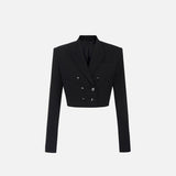 Giacca cropped in gabardina - Elisabetta Franchi GI22361E2 110 ELISABETTA FRANCHI 