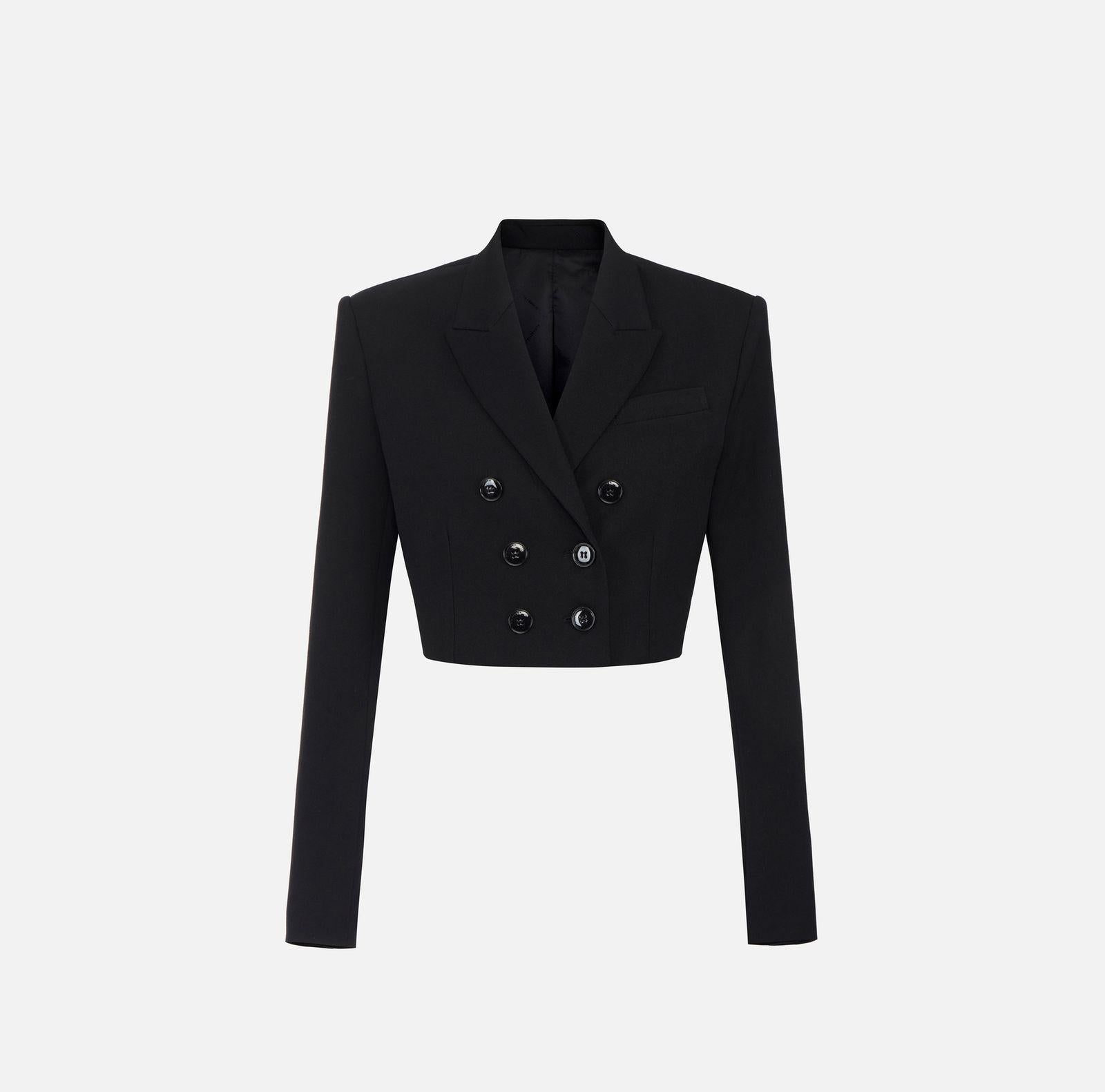 Giacca cropped in gabardina - Elisabetta Franchi GI22361E2 110 ELISABETTA FRANCHI 