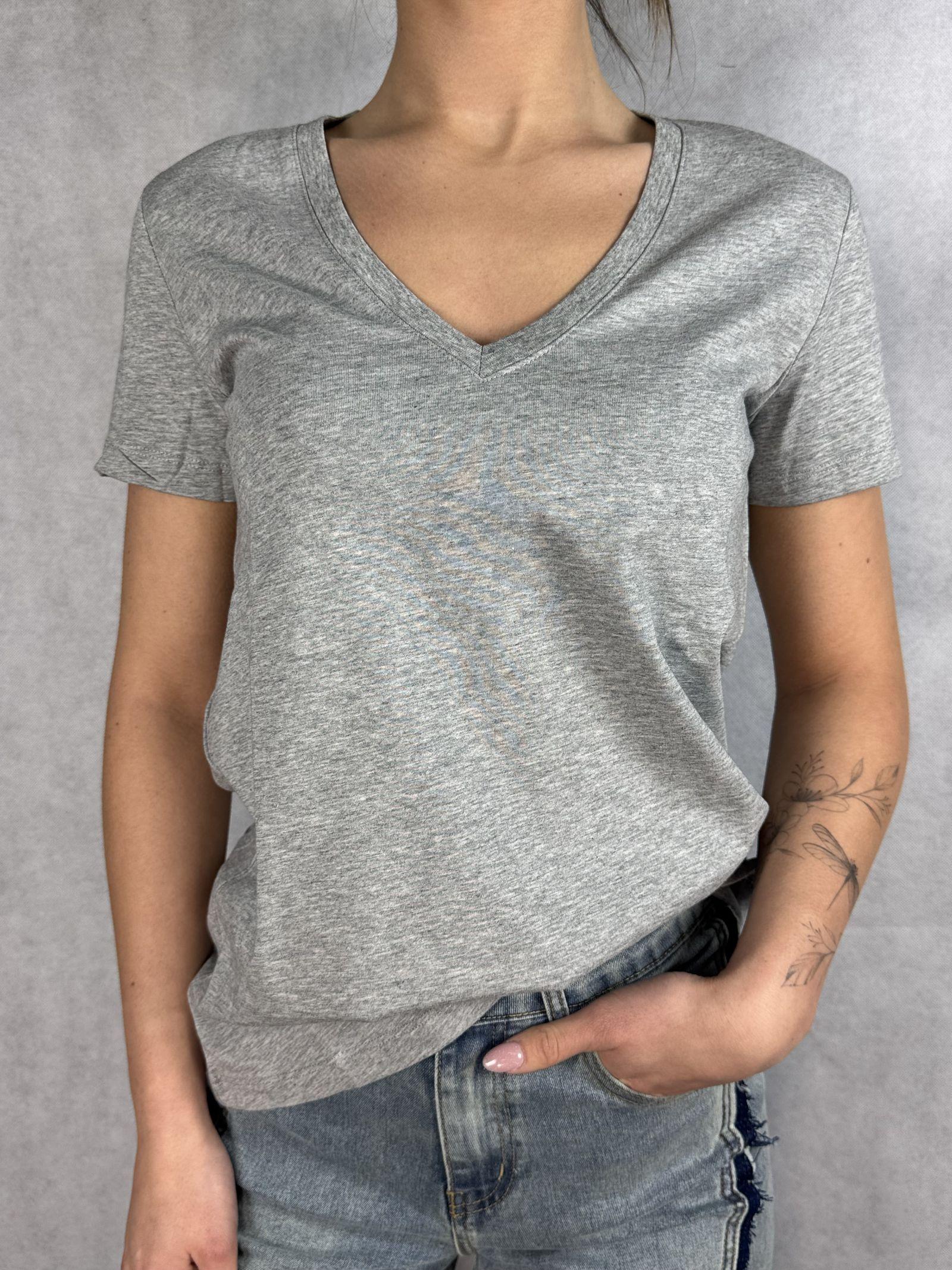 T- shirt basica scollo a V L5560 MELANGE OFELIA 