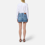 Minigonna in denim con ricamo floreale - Elisabetta Franchi GJ34N51E2 R34 ELISABETTA FRANCHI 