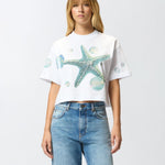 T-shirt con stampa e applicazioni 105704A2UG Z05 PINKO 