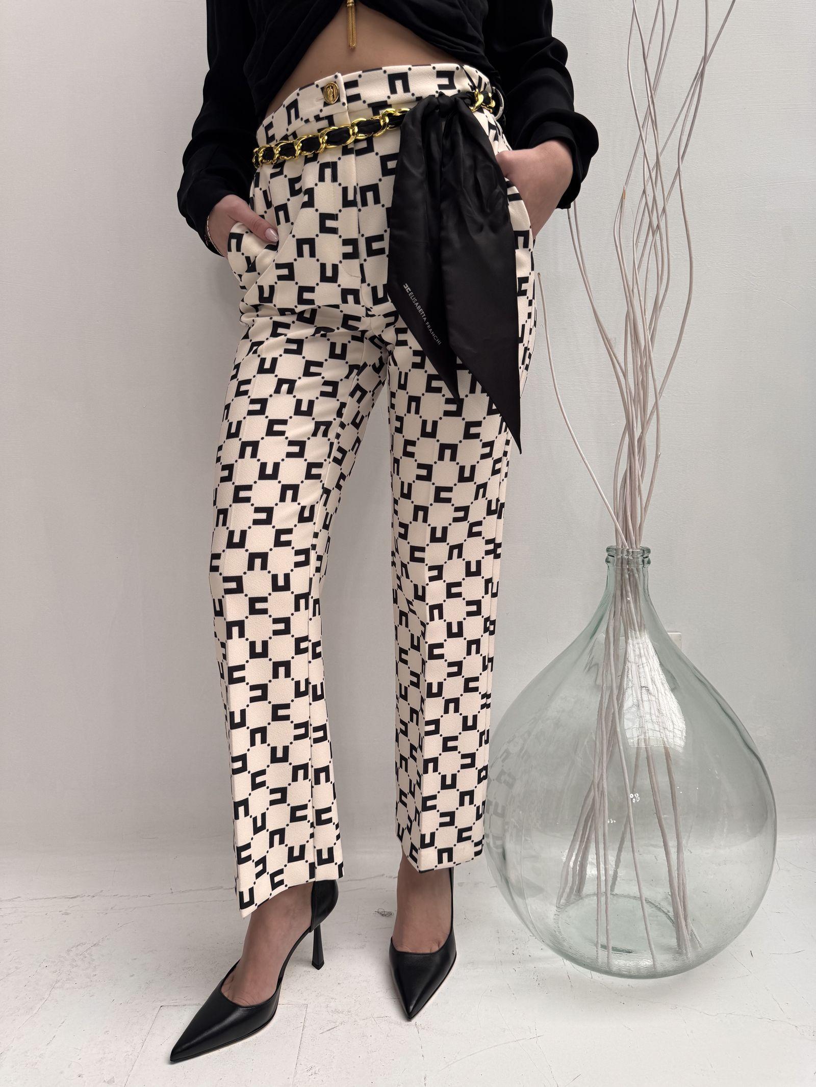 Pantalone logato con fusciacca - Elisabetta Franchi PAS1641E2 E84 ELISABETTA FRANCHI 