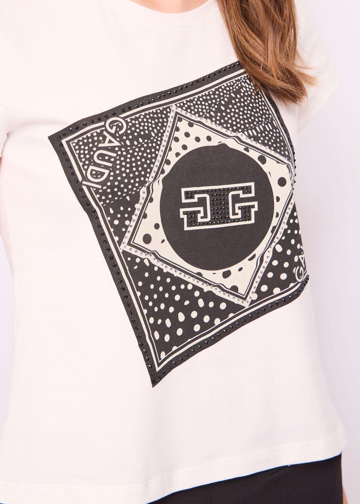T-shirt con stampa e strass 511FD64016 2101 GAUDI' 