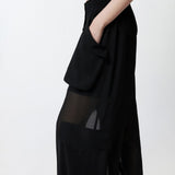 Pantalone cargo in georgette trasparente