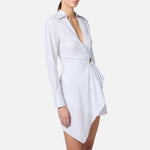 Abito in popeline con dettaglio gioiello - Elisabetta Franchi AB72551E2 DL6 ELISABETTA FRANCHI 