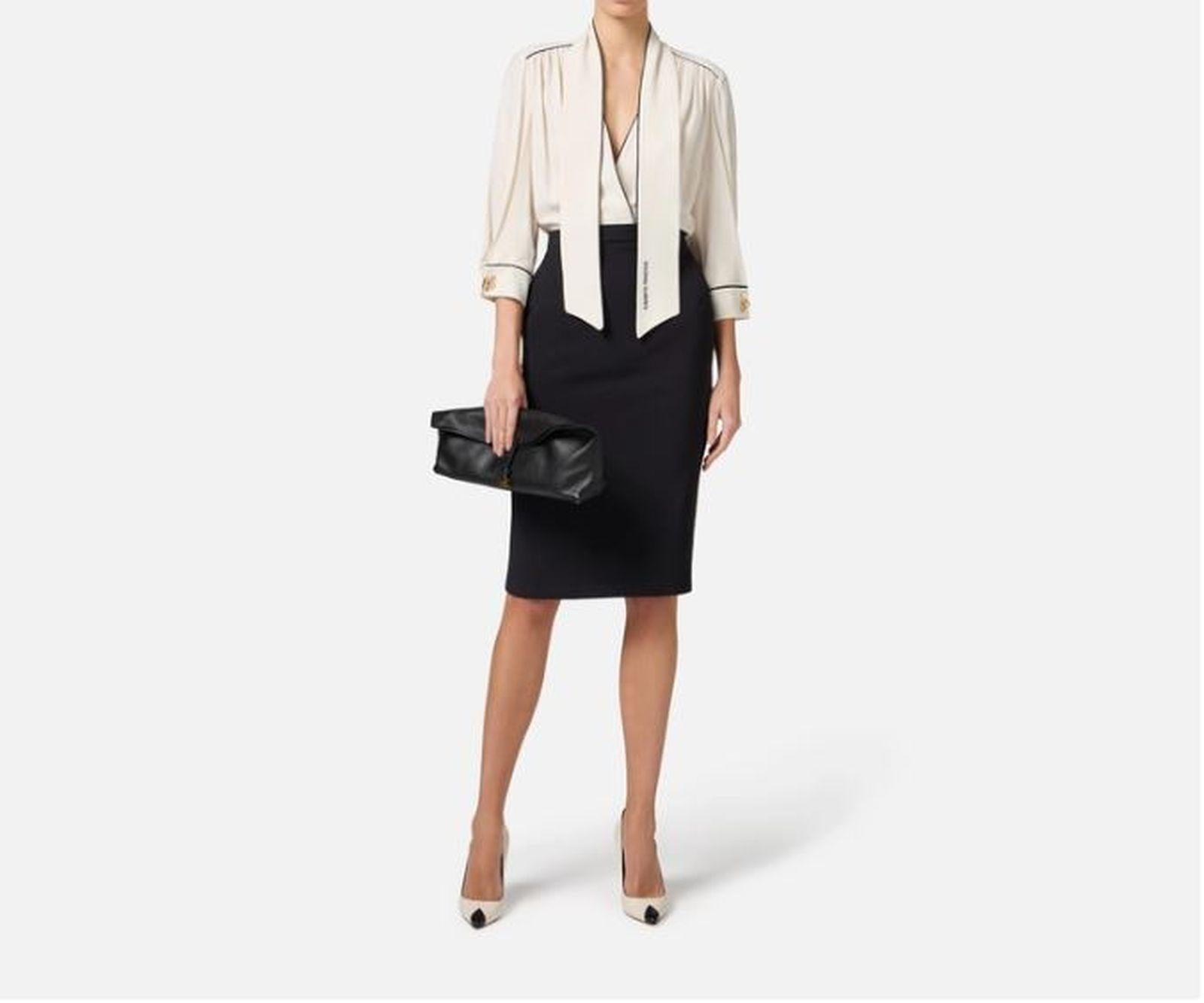 Abito in georgette con piping - Elisabetta Franchi AB77151E2 E84 ELISABETTA FRANCHI 