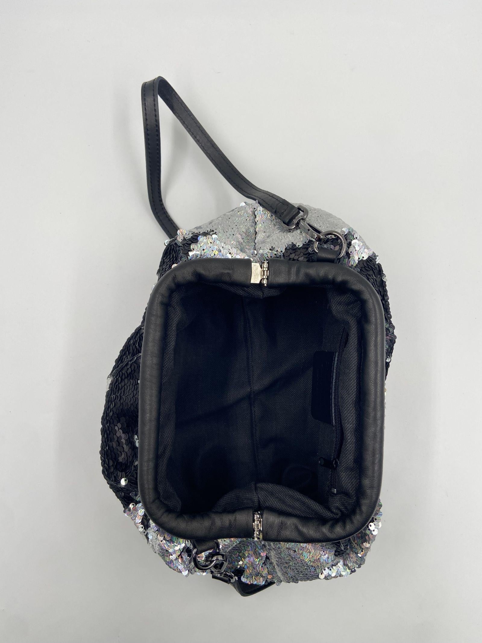 Borsa hobo paillettes argento nero - Ofelia AR027P ARGENTO OFELIA 