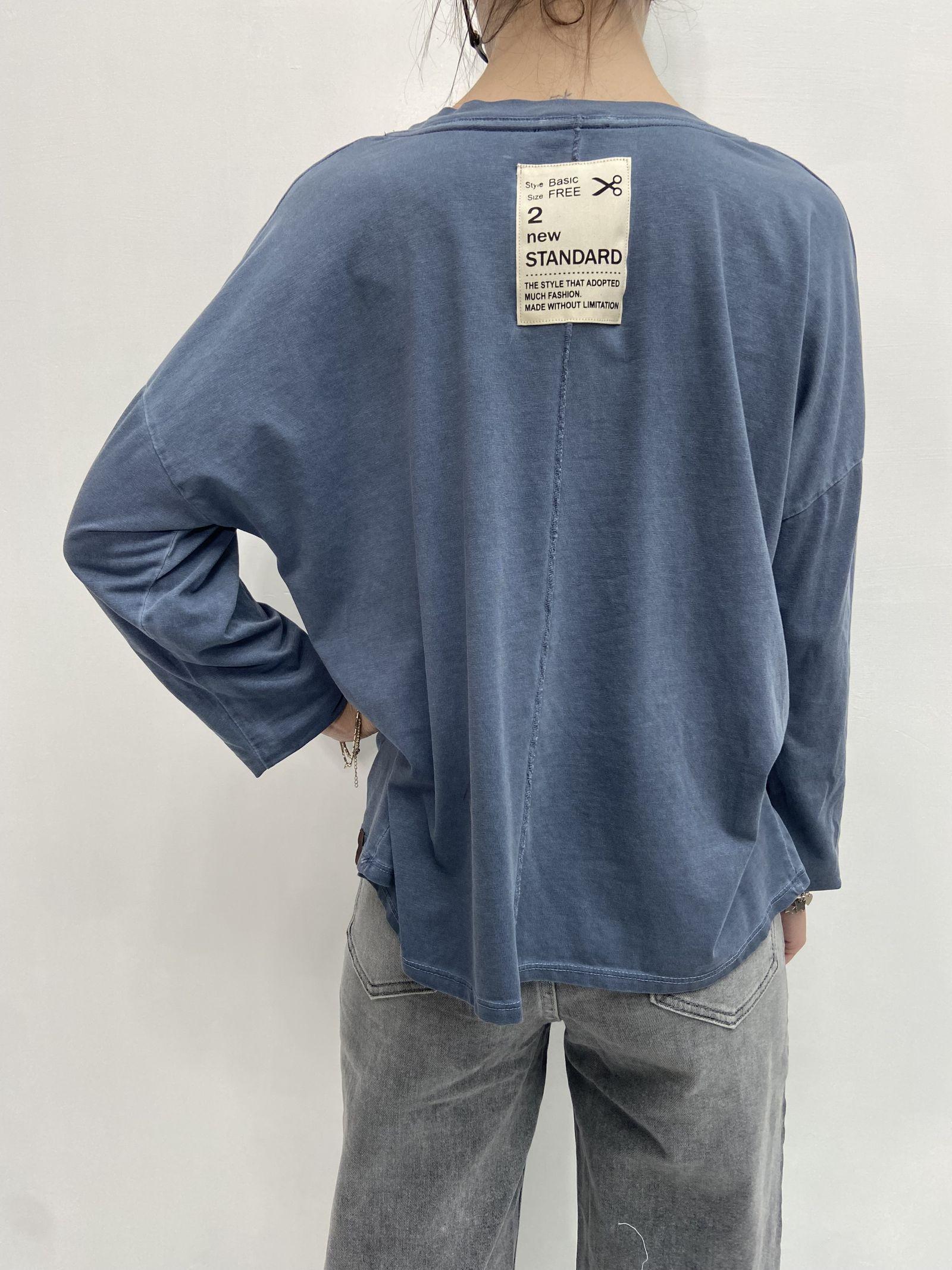 T-shirt scollo a V 2831 BLU OFELIA 