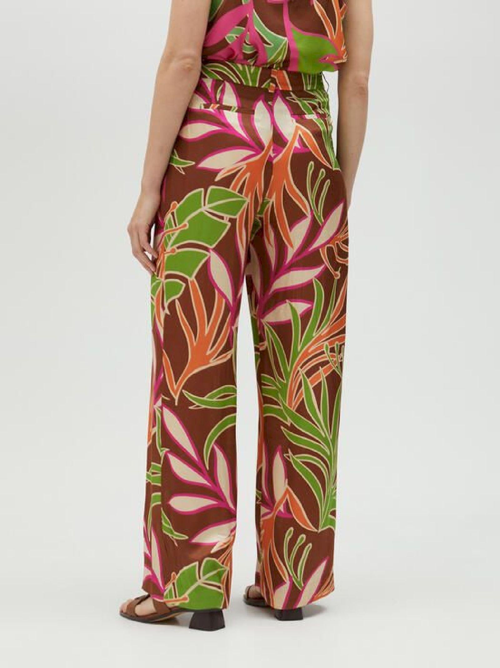Pantalone morbido stampa foglie MS2514014 256 MAITE 
