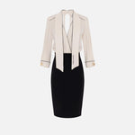 Abito in georgette con piping - Elisabetta Franchi AB77151E2 E84 ELISABETTA FRANCHI 